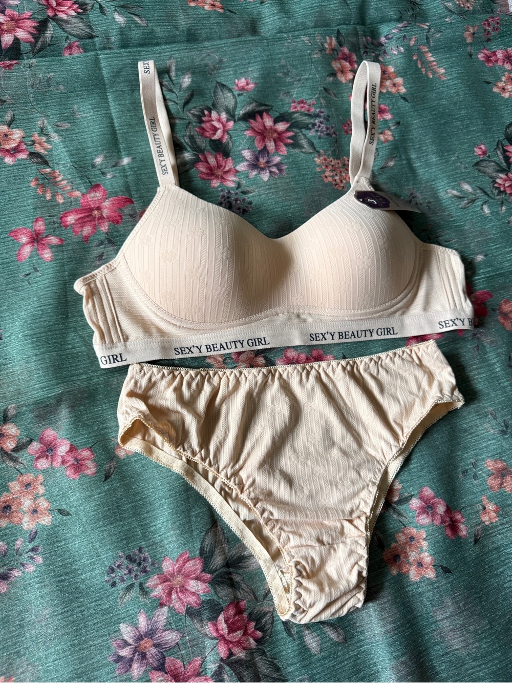 Cream Padded Bra & Brief Set